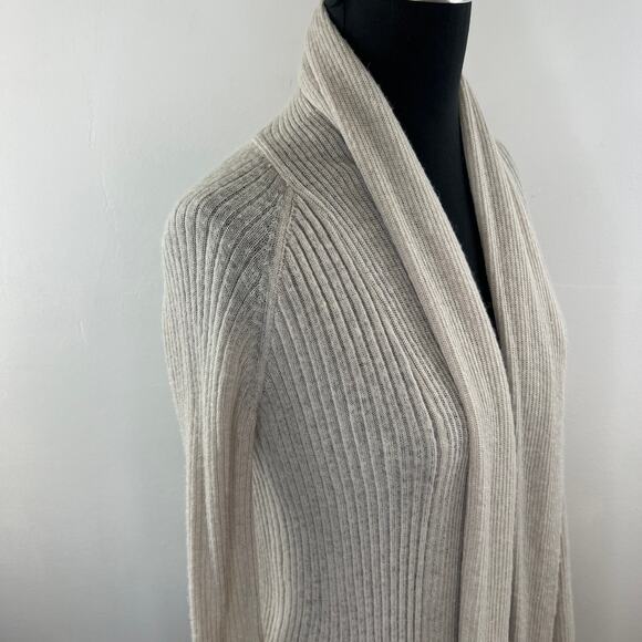AllSaints Addie Cardigan Beige Wool-Alpaca Blend Shawl Collar Ribbed Knit S - Picture 4 of 10